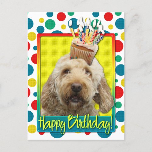 Birthday Cupcake _ GoldenDoodle Postcard