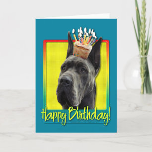 Birthday Cupcake - Great Dane - Gray Card