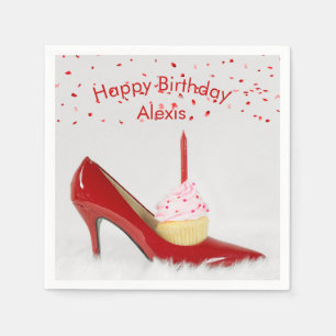 Birthday Cupcake In a Red Shoe Napkins