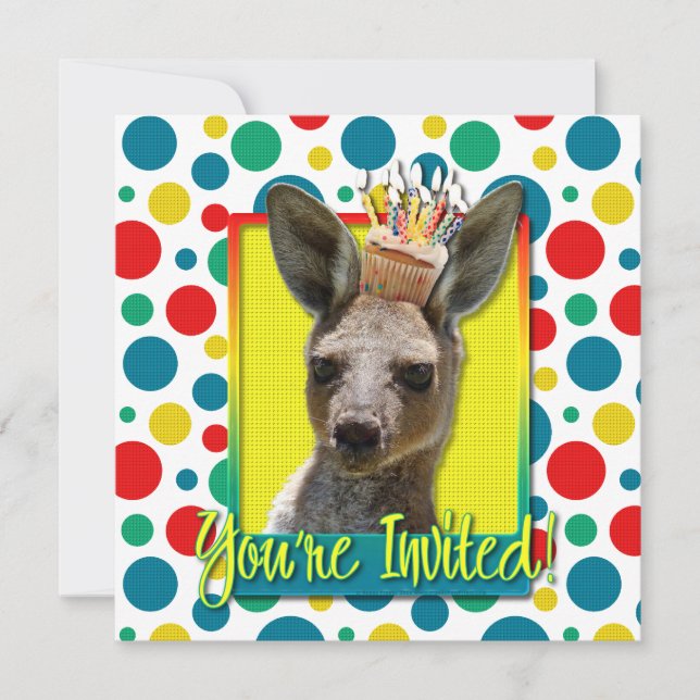 Birthday Cupcake - Kangaroo Invitation (Front)