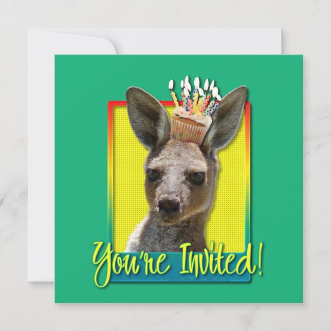 Birthday Cupcake - Kangaroo Invitation (Front)