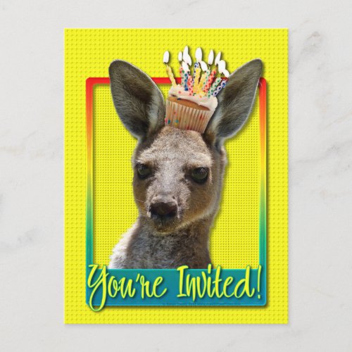 Birthday Cupcake _ Kangaroo Invitation Postcard