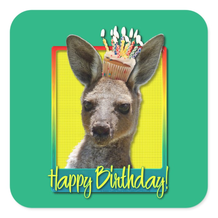 Birthday Cupcake   Kangaroo Sticker