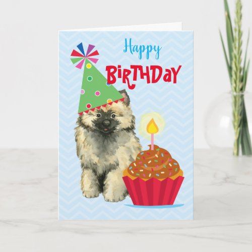 Birthday Cupcake Keeshond Card