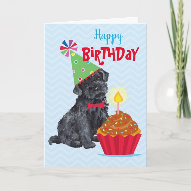 Birthday Cupcake Kerry Blue Terrier Card (Front)