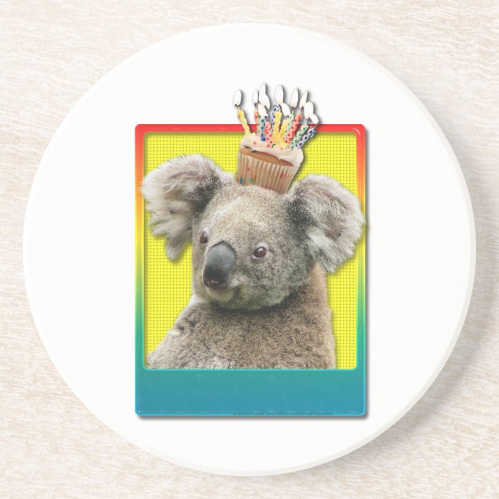 Birthday Cupcake Koala Drink Coasters