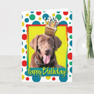 Birthday Cupcake - Labrador - Chocolate Card