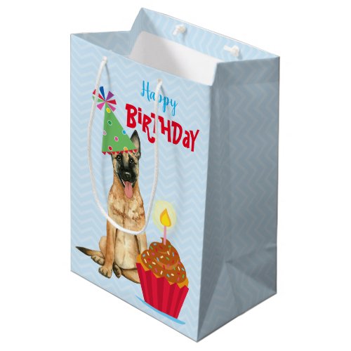 Birthday Cupcake Malinois Medium Gift Bag