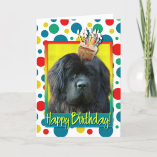 Vintage Burlap Bunting Dog Newfoundland Personalised Birthday Card 