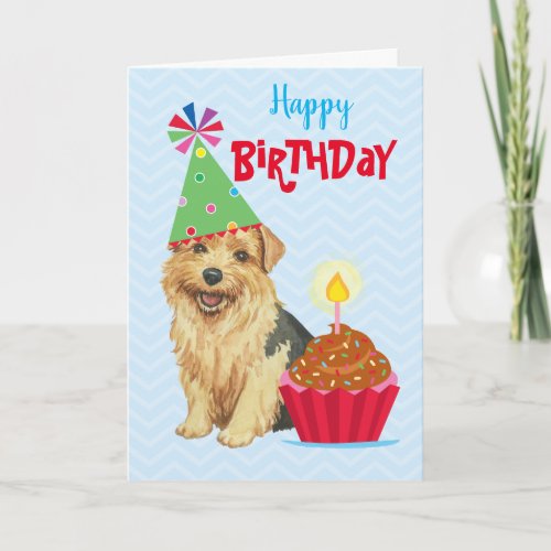 Birthday Cupcake Norfolk Terrier Card