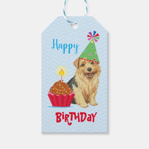 Birthday Cupcake Norfolk Terrier Gift Tags