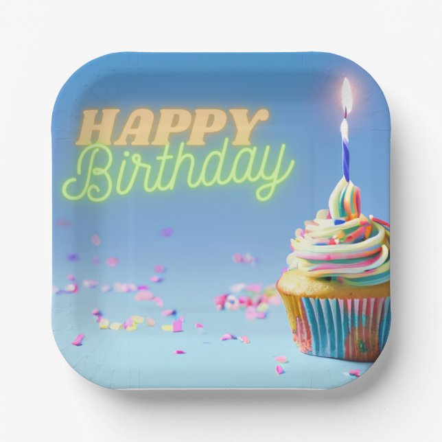 Birthday Cupcake Paper Plates (Front)