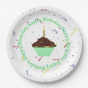 Birthday Cupcake  Paper Plates by Mousefx at Zazzle
