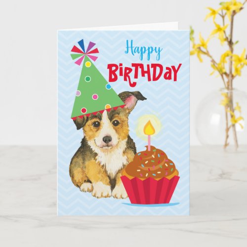 Birthday Cupcake Pembroke Welsh Corgi Card