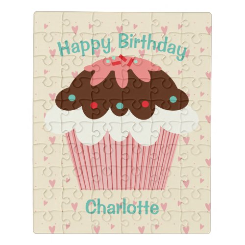 Birthday Cupcake Personalized Acrylic in a Tin Jigsaw Puzzle