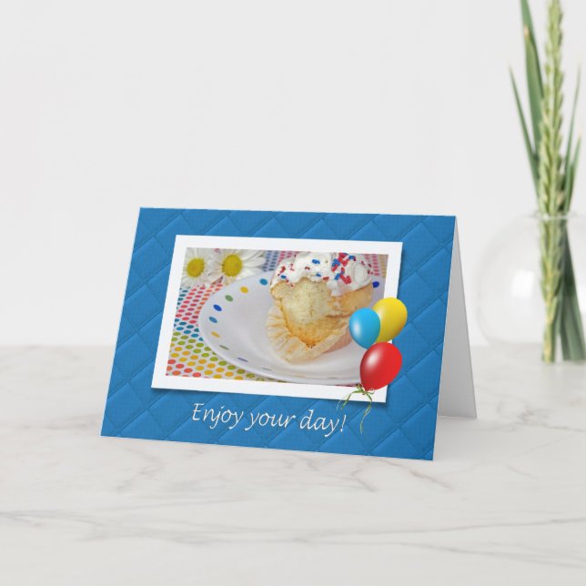 Birthday Cupcake Photo Card (Front)