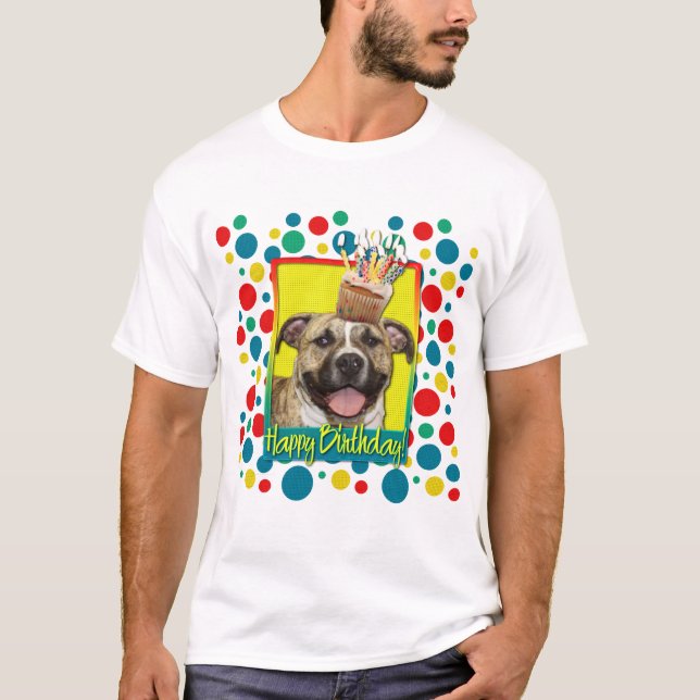 Birthday Cupcake - Pitbull - Tigger T-Shirt (Front)