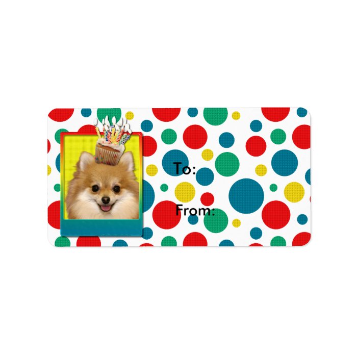 Birthday Cupcake   Pomeranian Address Label