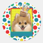 Birthday Cupcake - Pomeranian Classic Round Sticker at Zazzle