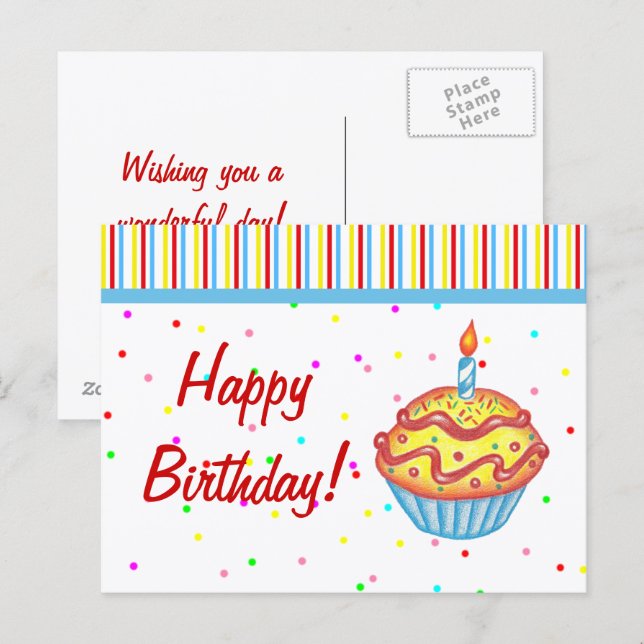 Birthday Cupcake Postcard (Front/Back)