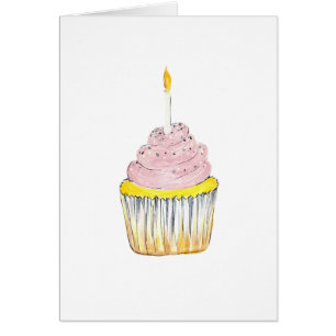 Birthday Cupcake Print Birthday Card