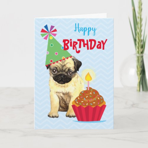 Birthday Cupcake Pug Card