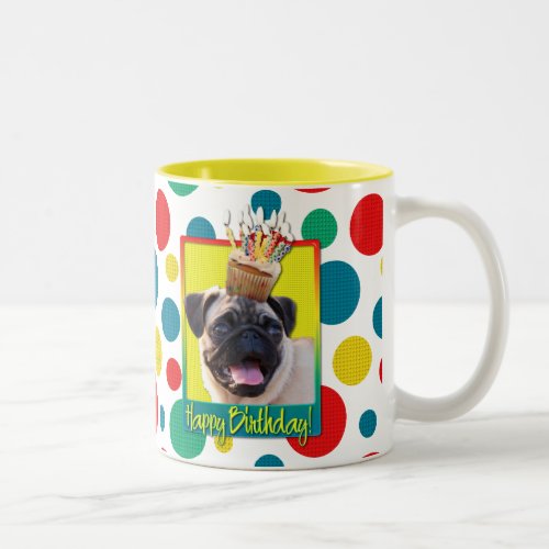 Birthday Cupcake _ Pug Two_Tone Coffee Mug