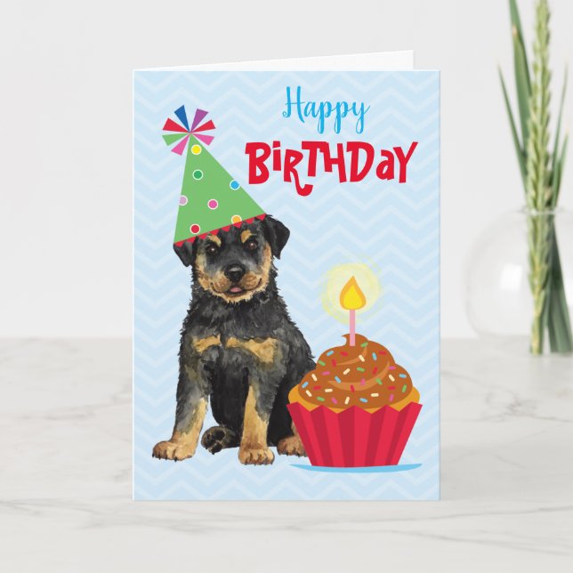 Birthday Cupcake Rottweiler Card (Front)