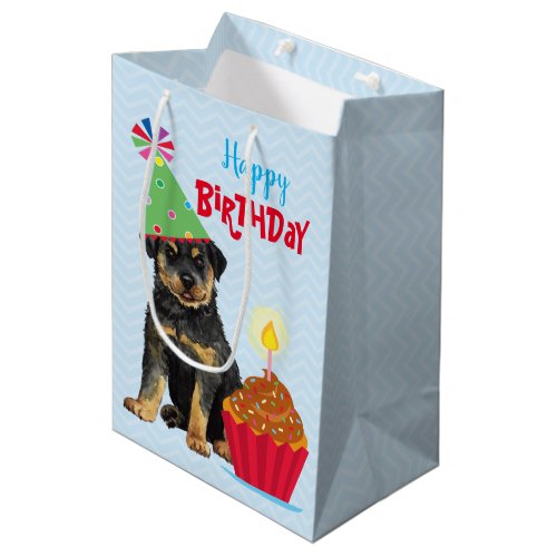 Birthday Cupcake Rottweiler Medium Gift Bag