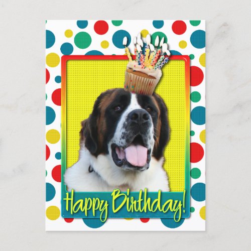 Birthday Cupcake _ Saint Bernard _ Mae Postcard