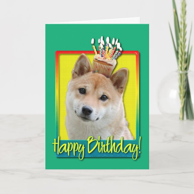 Birthday Cupcake - Shiba Inu Card (Front)