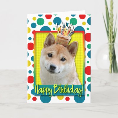 Shiba Inu Dog Drawing Happy Birthday Template