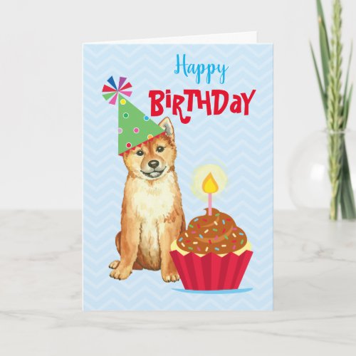 Birthday Cupcake Shiba Inu Card