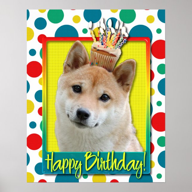 Birthday Cupcake - Shiba Inu Poster (Front)