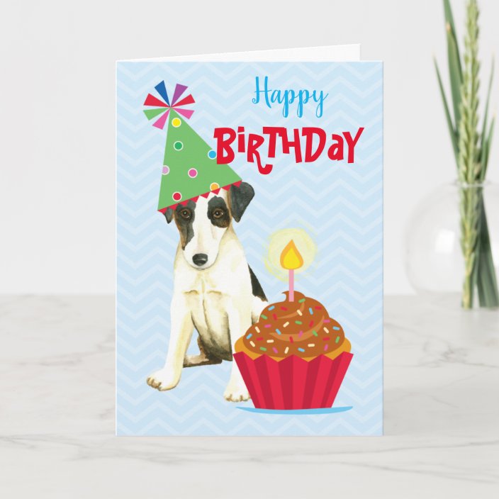 Birthday Cupcake Smooth Fox Terrier Card | Zazzle