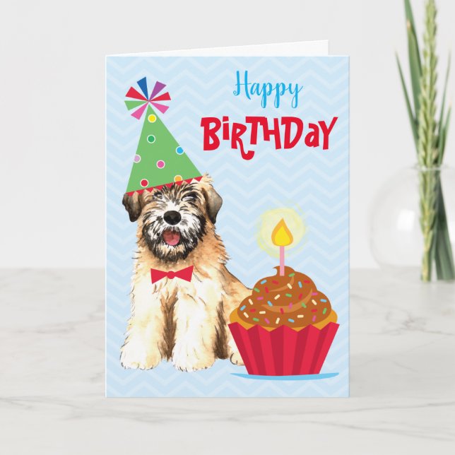 Birthday Cupcake Soft Coated Wheaten Terrier Card (Front)