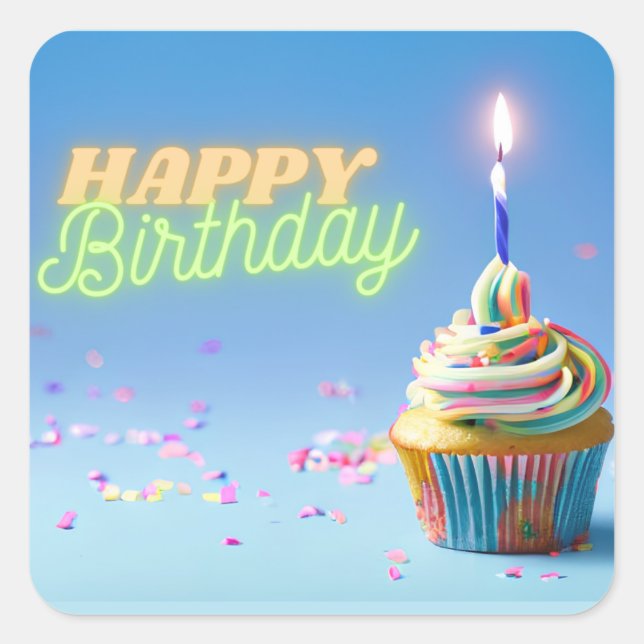 Birthday Cupcake Square Sticker (Front)