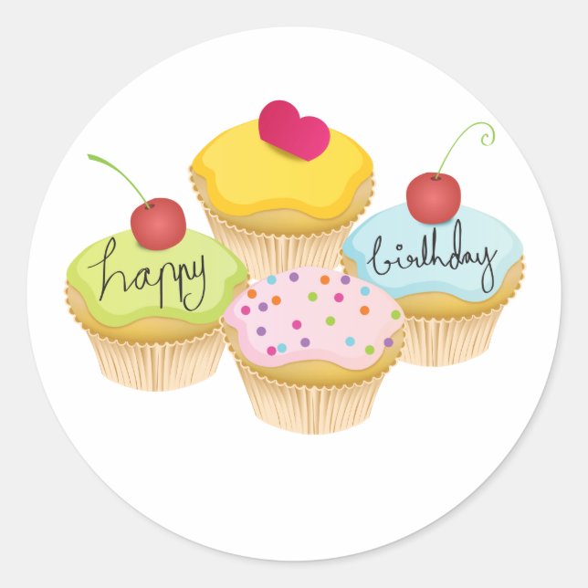 Birthday Cupcake Stickers (Front)