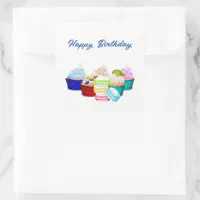 Happy Birthday Cupcake stickers