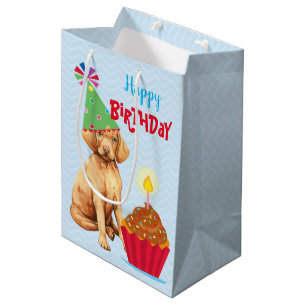 Birthday Cupcake Vizsla Medium Gift Bag