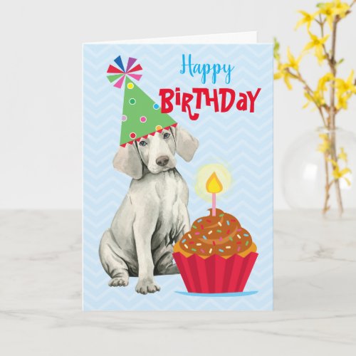 Birthday Cupcake Weimaraner Card