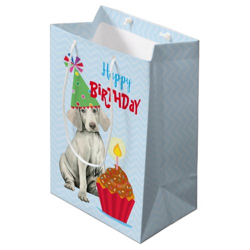 Birthday Cupcake Weimaraner Medium Gift Bag