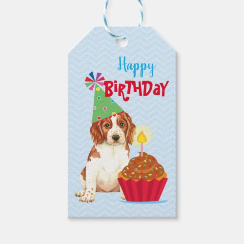 Birthday Cupcake Welsh Springer Spaniel Gift Tags