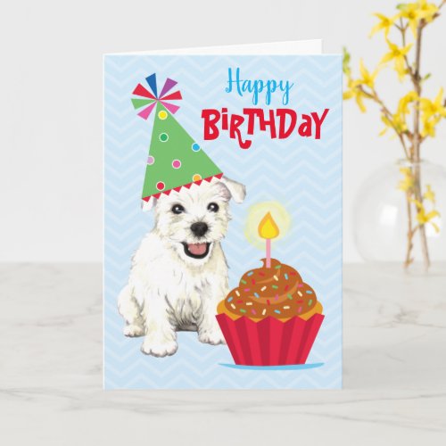 Birthday Cupcake Westie Card