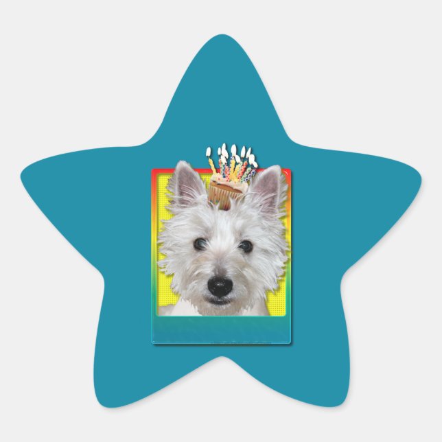 Birthday Cupcake - Westie - Tank Star Sticker (Front)
