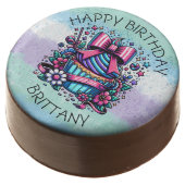 Birthday Cupcake Whimsical Personalized Chocolate Covered Oreo (Angled)