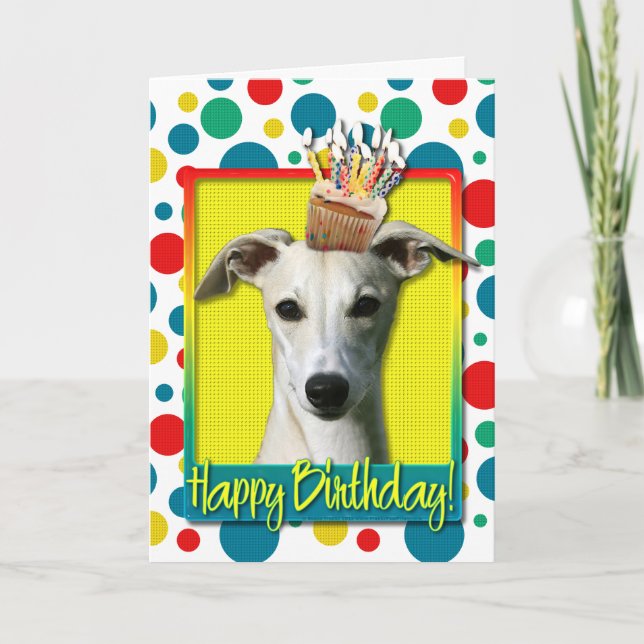 Birthday Cupcake - Whippet Card (Front)