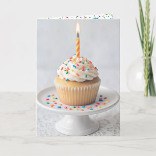 Birthday Cupcake with a Candle Card