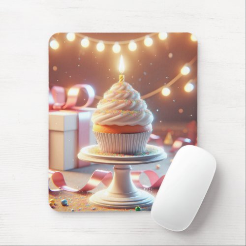 Birthday Cupcake With Candle Mouse Pad