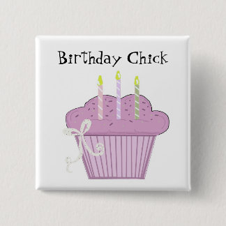 Birthday Cupcake with Candles Button